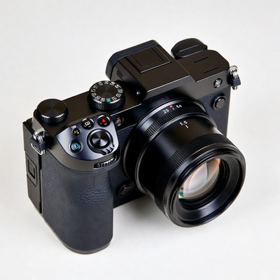 Black Mirrorless Camera with Lens