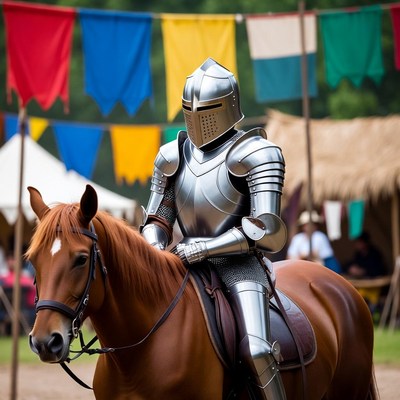 Knight in shining armor on horse