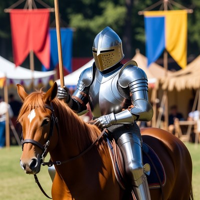 Knight in shining armor on horse
