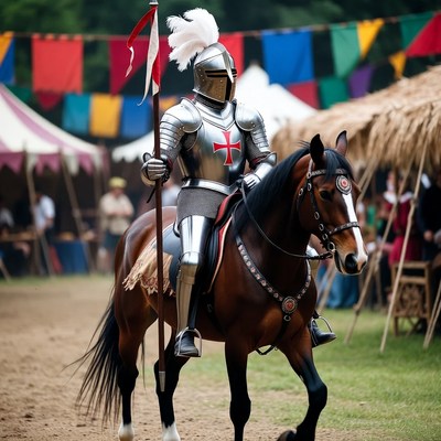 Knight in Armor Riding Horse