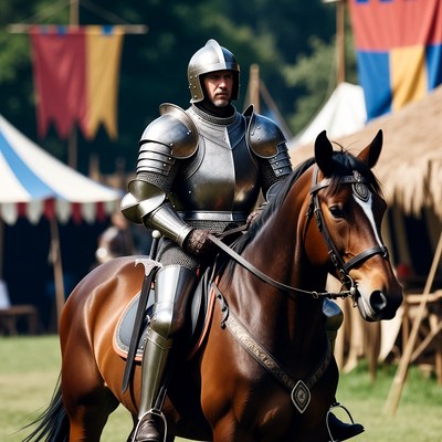 Knight in shining armor on horse