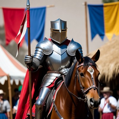 Knight in shining armor on horse