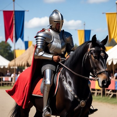 Knight in shining armor on horse
