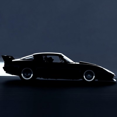 Black Silhouette Sports Car Speeding