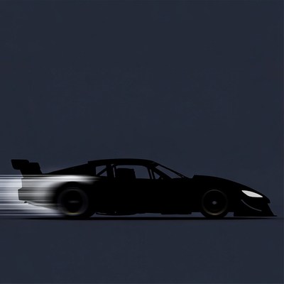 Speeding Race Car Silhouette