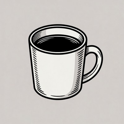 Black coffee mug illustration