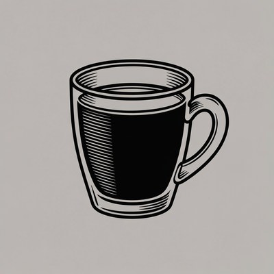 Black coffee in glass mug