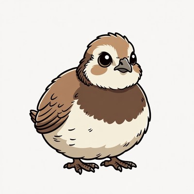 Cute chubby sparrow illustration