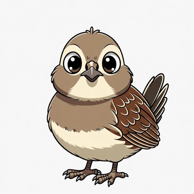 Cute cartoon sparrow bird