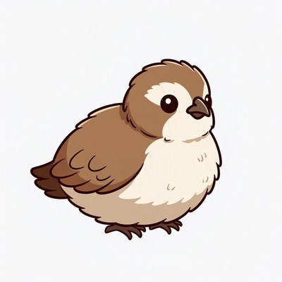 Cute chubby sparrow chick illustration