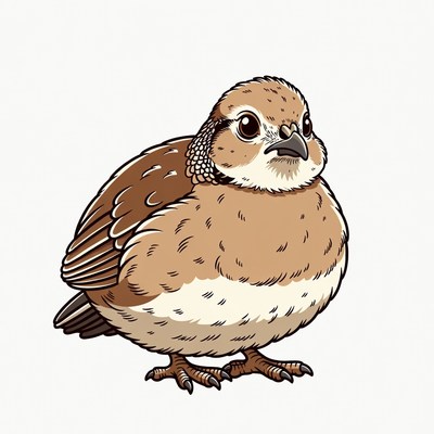Cute chubby quail bird illustration