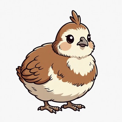Cute chubby quail chick illustration