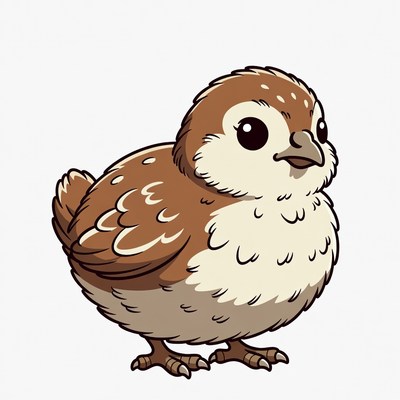 Cute brown sparrow chick illustration