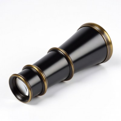 Vintage Brass Telescope on White Background