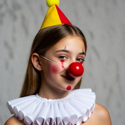 Girl in clown costume