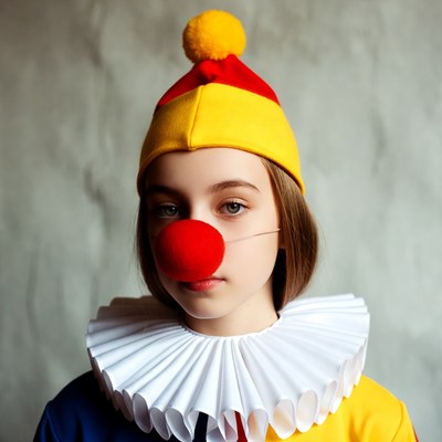Girl in clown costume