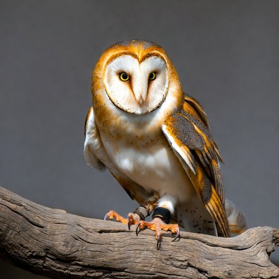 Barn Owl Perched on Branch