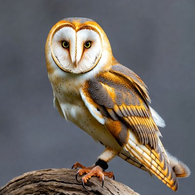 Barn Owl Perched on Branch