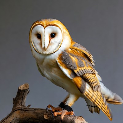 Barn Owl Perched on Branch