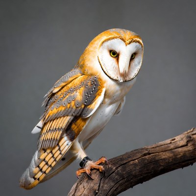 Barn Owl Perched on Branch