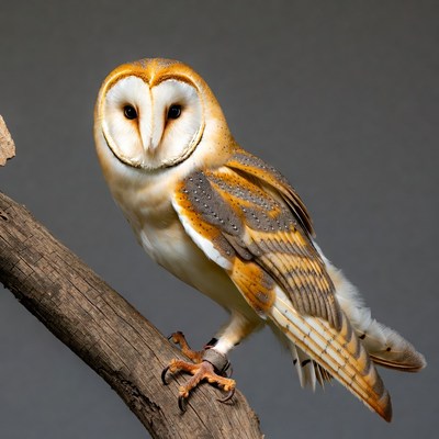 Barn Owl Perched on Branch