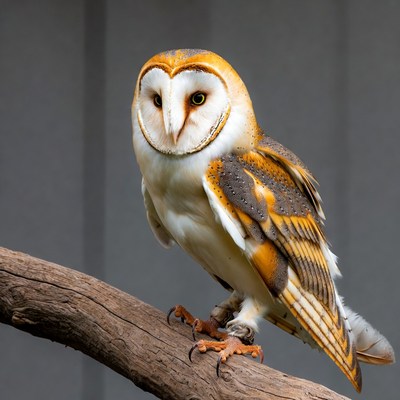 Barn Owl Perched on Branch
