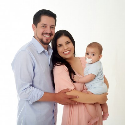 Latino family with baby