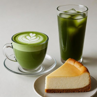 Matcha Latte Cheesecake Iced Green Tea