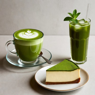 Matcha Latte Cheesecake Mint Drink