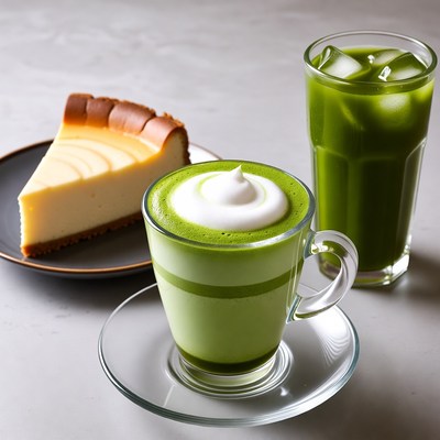 Matcha Cheesecake and Latte