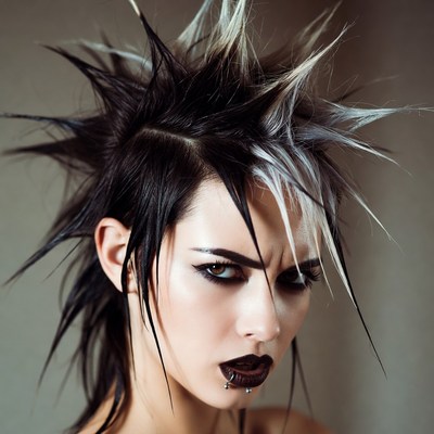 Woman with punk mohawk hairstyle