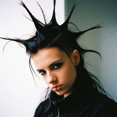 Woman with punk mohawk hairstyle
