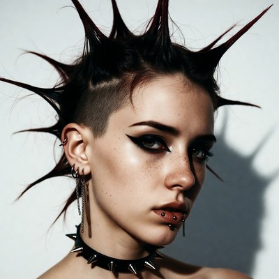Woman with punk mohawk hairstyle