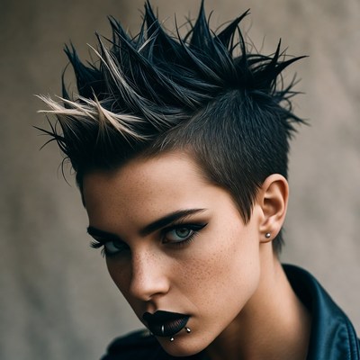 Woman with punk mohawk hairstyle