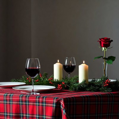 Romantic Red Wine Dinner Table