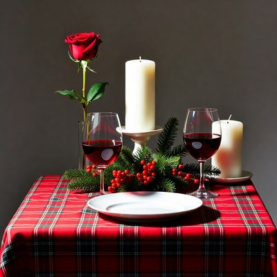 Romantic Red Wine and Candle Table