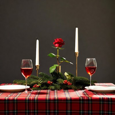 Romantic Red Rose Candlelight Dinner Table