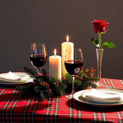 Romantic Candlelit Dinner Table