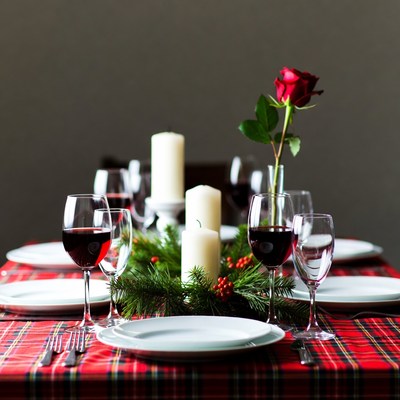 Romantic Red Wine Dinner Table