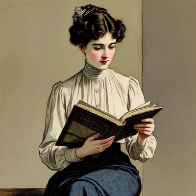 Victorian woman reading book