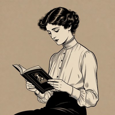Victorian woman reading book