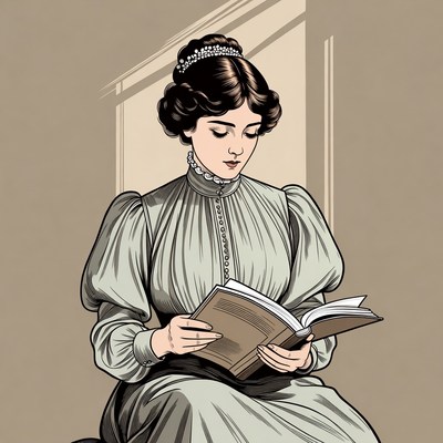 Victorian woman reading book