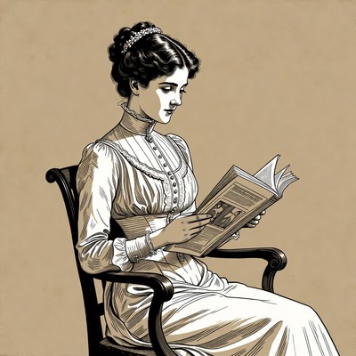 Victorian woman reading book