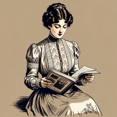 Victorian woman reading book