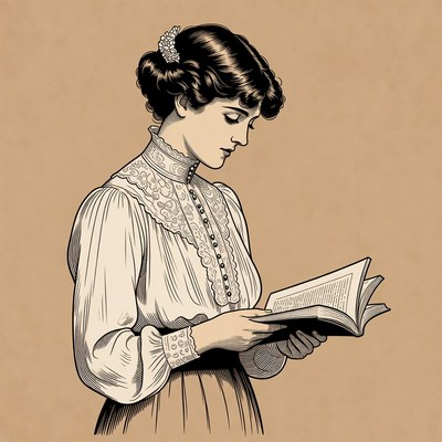 Victorian woman reading book