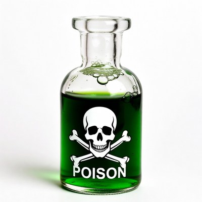 Green Poison Bottle with Skull