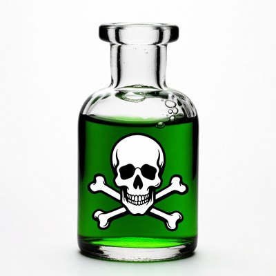 Green Poison Bottle with Skull