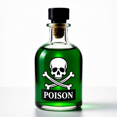Green Poison Bottle with Skull
