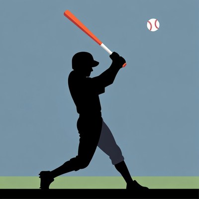 Baseball player swinging bat silhouette
