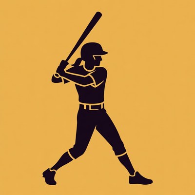Woman swinging baseball bat silhouette